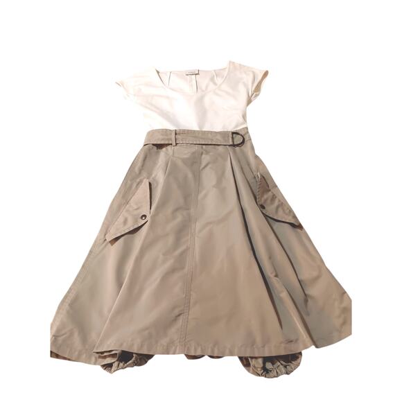 AKRIS PUNTO Mixed Media Dress Size 6 Snap Pockets Bubble Hem Utility Avant Garde - Picture 4 of 16